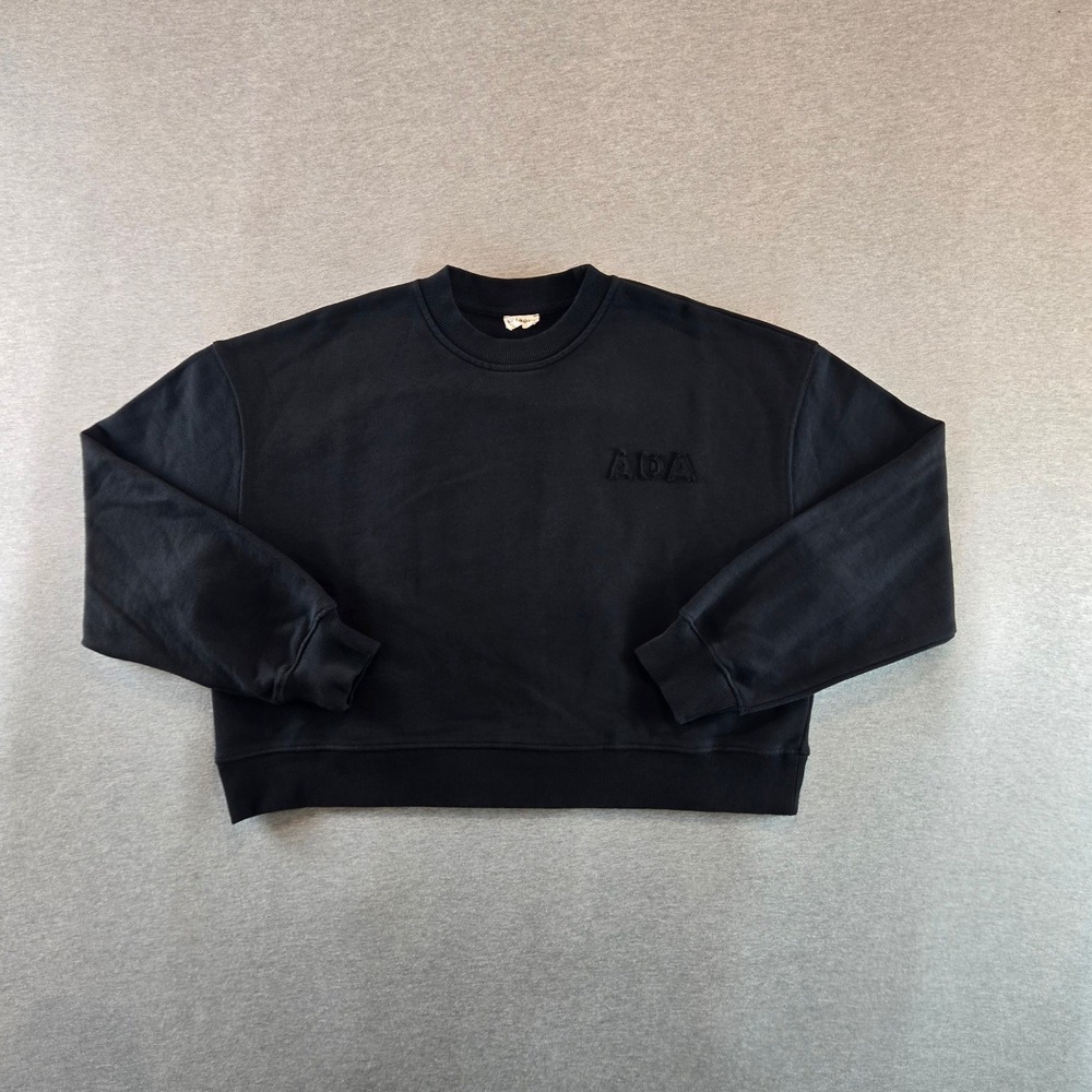 Adanola ADA Boxy Crewneck Sweatshirt Women S Black Organic Cotton Oversized Boxy